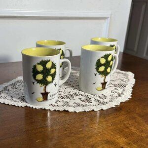 Georges Briard Lemon Tree Straight Side Mug - set of 4 - as is